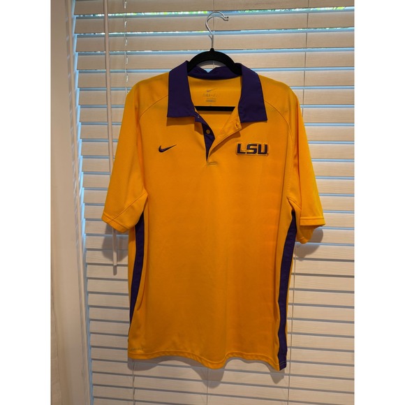 Nike Other - Nike‎ LSU Tigers Dri-FIT Polo Shirt Mens XL Gold Purple NCAA College Football